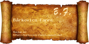 Bárkovics Fanni névjegykártya
